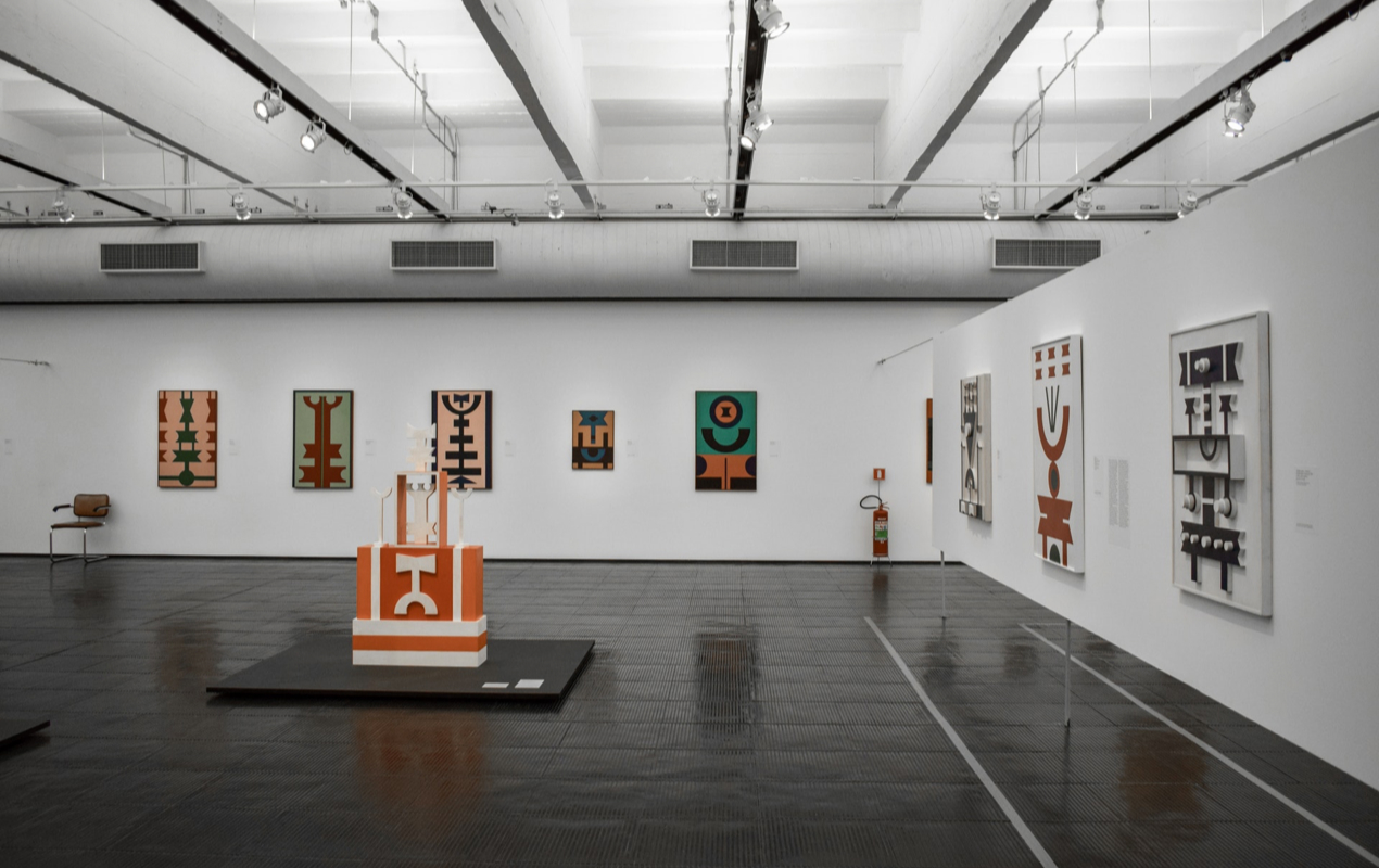 Exhibition room with various artworks